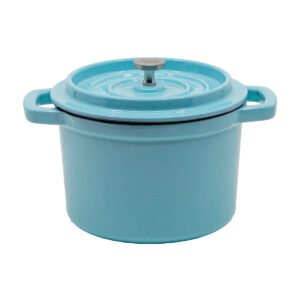 Emaliuotas ketaus mini puodas, šviesiai mėlynas, 0,65 l.