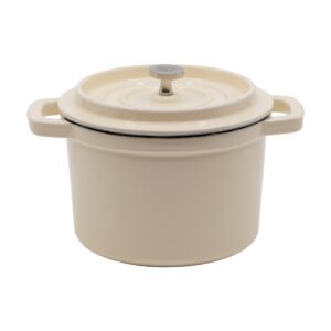 Emaliuotas ketaus mini puodas, baltas, 0,65 l.